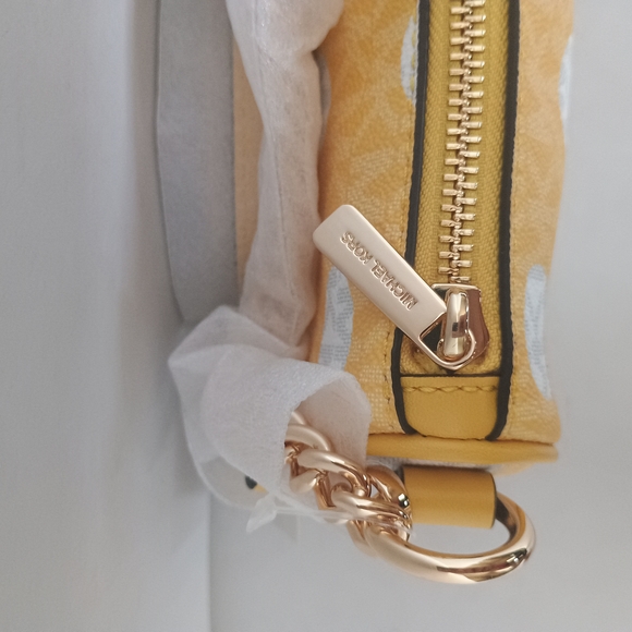 Michael Kors Jet Set Large Crossbody – Daisy Yellow Polka Dot Logo Print - Picture 8 of 13